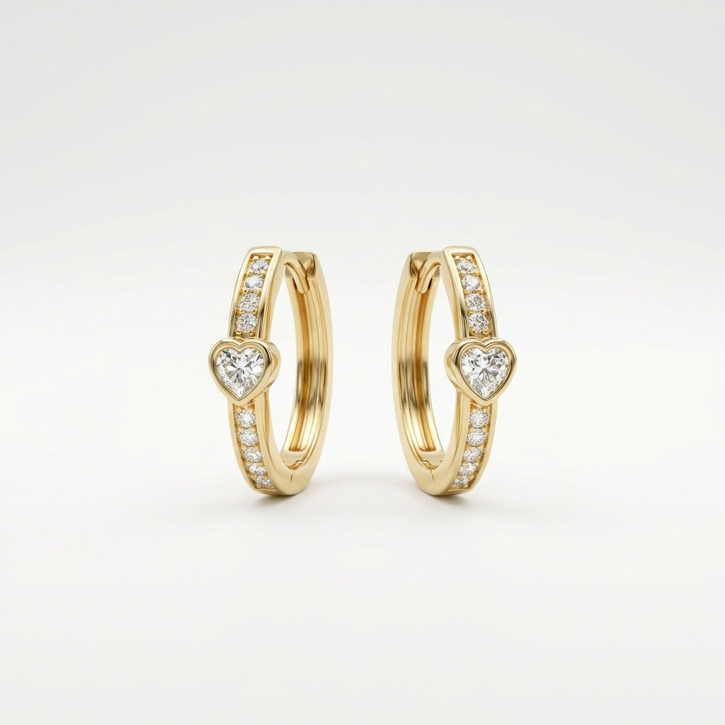 Heartline Spark – 375 Echtgold Creolen mit Herz-Zirkonia