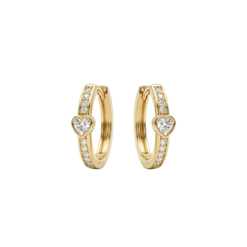 Heartline Spark Ohrringe aus 375 Gelbgold mit Zirkonia, filigrane Creolen für Damen, eleganter zeitloser Schmuck.