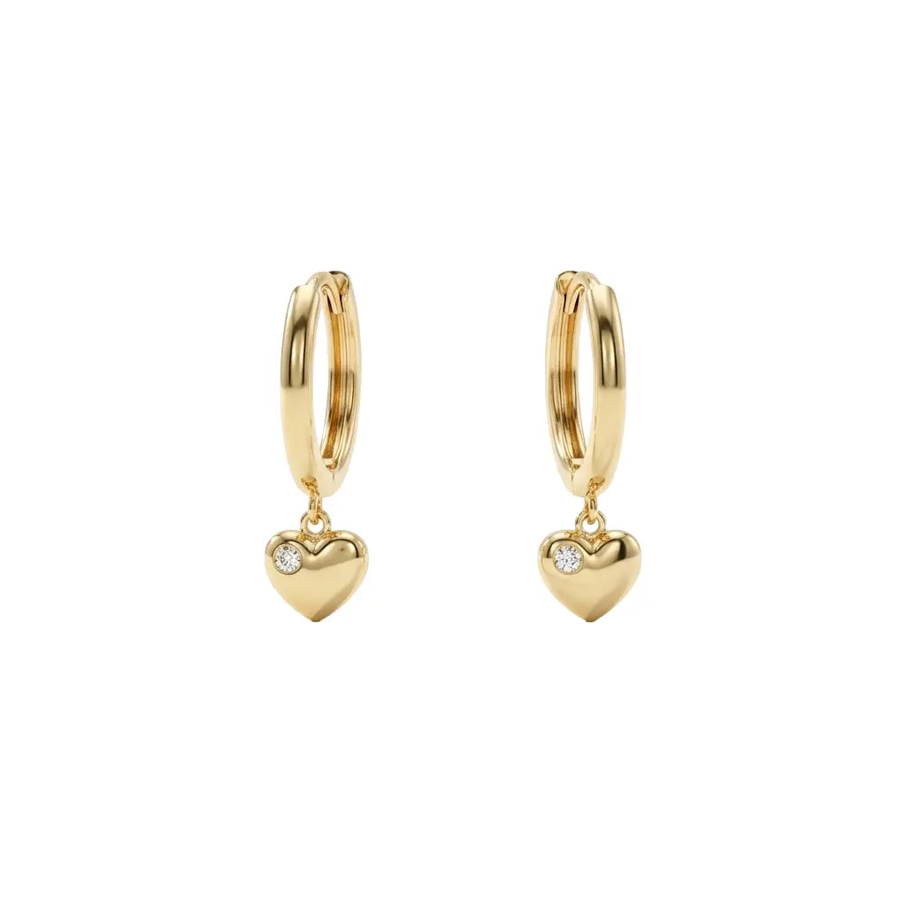 Amoréa Drop Ohrringe aus 375 Gelbgold mit Zirkonia, filigrane Creolen für Damen, eleganter zeitloser Schmuck.