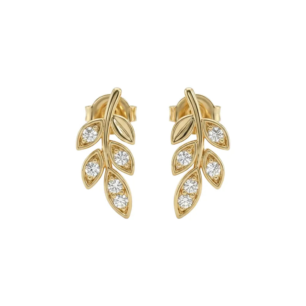Floréva Spark Ohrringe aus 375 Gelbgold mit Zirkonia, filigrane Ohrstecker für Damen, eleganter zeitloser Schmuck.