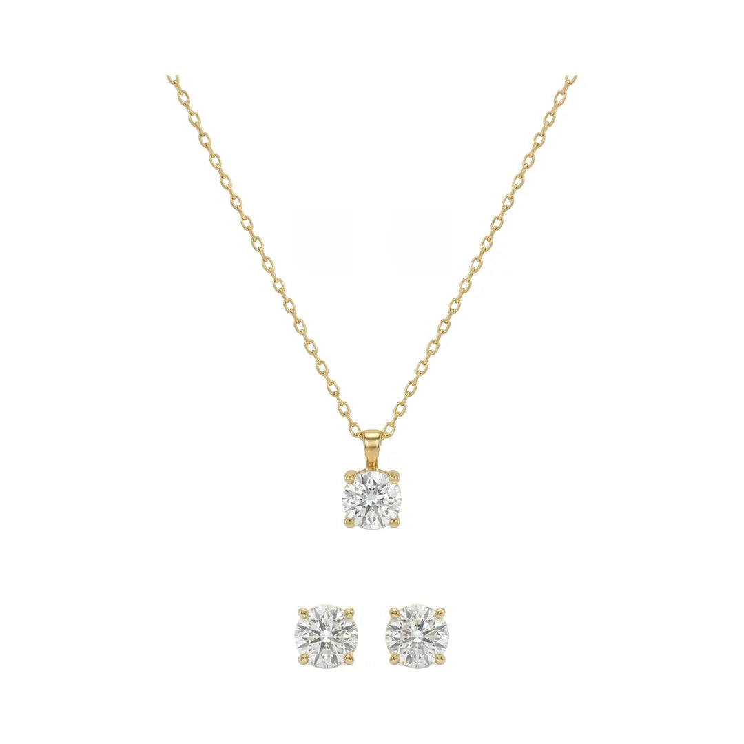 Soléa Diamond Set aus 375 Gelbgold mit Zirkonia, filigraner Schmuck für Damen, eleganter zeitloser Klassiker.