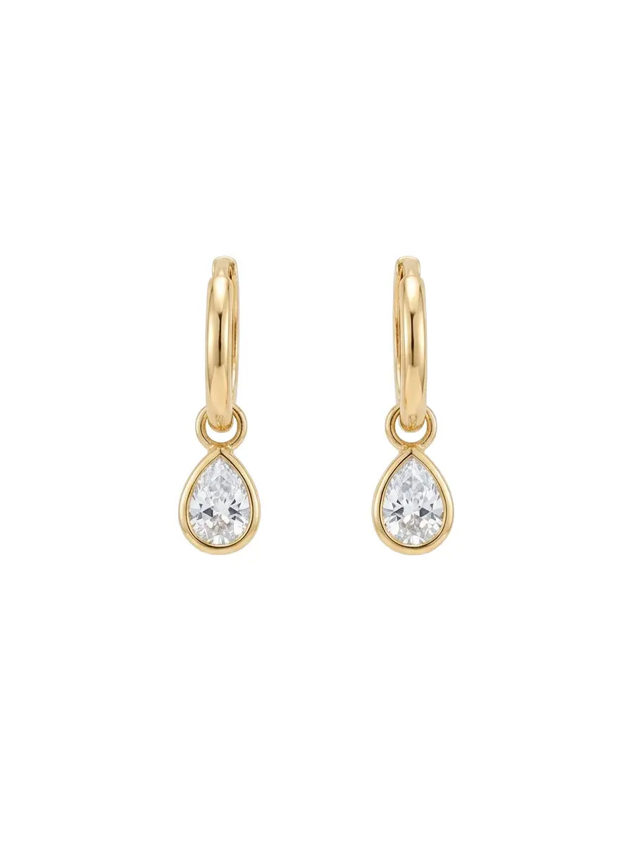 Lunara Drop Creolen 375 Echtgold elegante Tropfenohrringe mit Zirkonia feine Goldohrringe minimalistische Huggie Hoops zeitloser Schmuck funkelnde Ohrringe Alltagsschmuck Geschenk für sie feminine Creolen