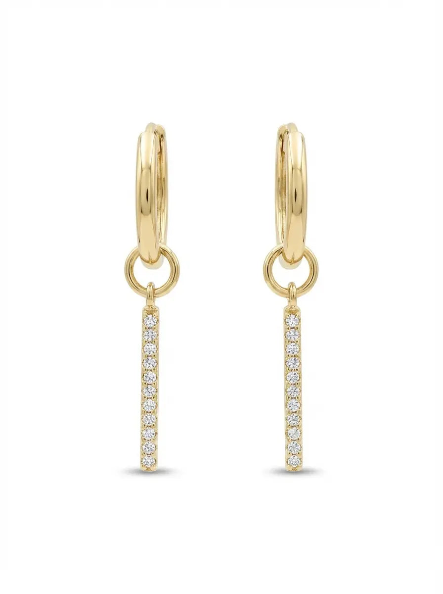 StellaLine Creolen 375 Echtgold elegante Goldohrringe mit Zirkonia feine Huggie Hoops minimalistischer Schmuck lange Anhänger Ohrringe funkelnde Creolen zeitloser Goldschmuck Alltagsschmuck Geschenk für sie