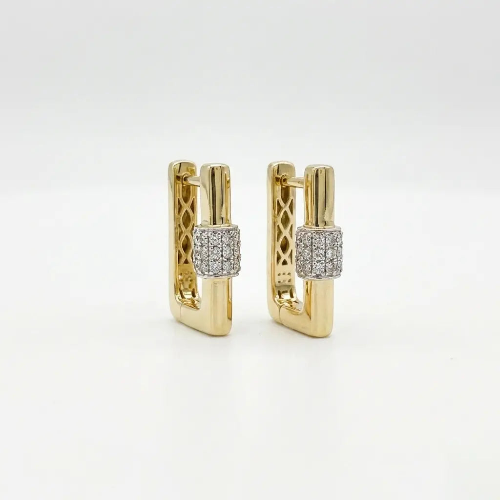 Lockara Glow – 375 Echtgold Huggie - Creolen mit pavébesetztem Zirkonia Zylinder - Suzan GoldOhrringe