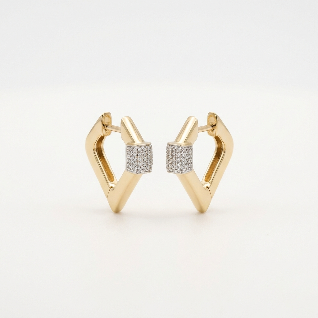 Aurexa Edge – 375 Echtgold Creolen mit Zirkonia Element