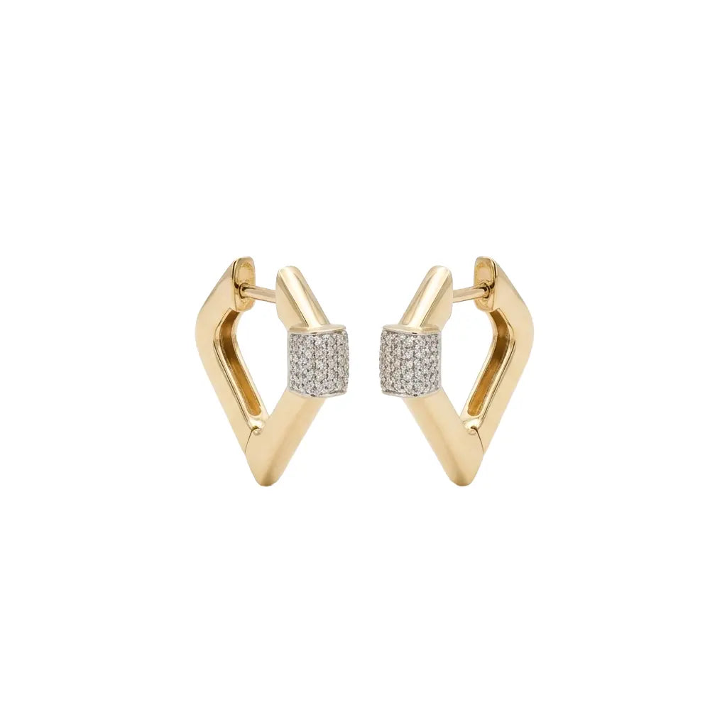 Aurexa Edge Ohrringe aus 375 Gelbgold mit Zirkonia, filigrane Creolen für Damen, eleganter zeitloser Schmuck.