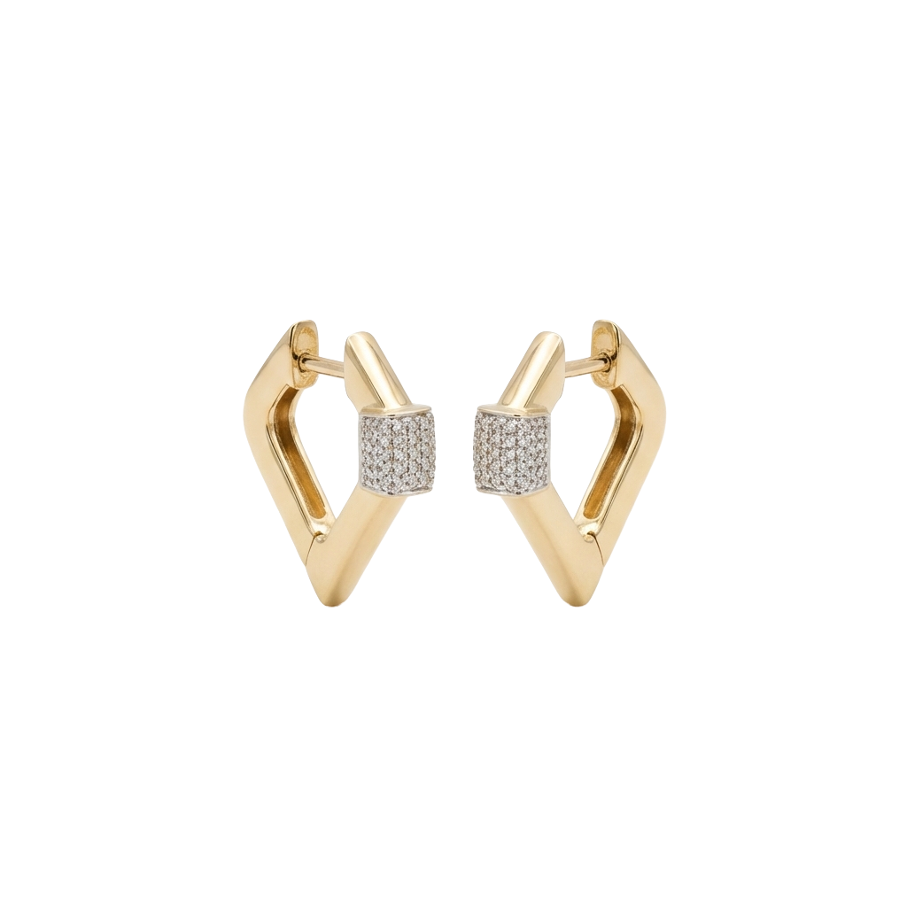 Aurexa Edge – 375 Echtgold Creolen mit Zirkonia Element