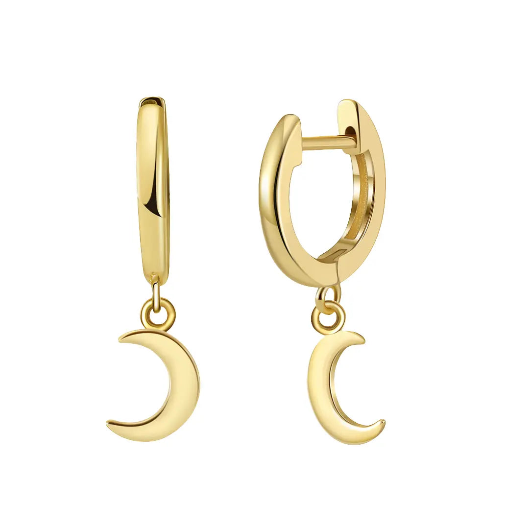 Moonlite – Huggie-Creolen aus 925 Silber mit Mond-Anhänger Suzan Gold