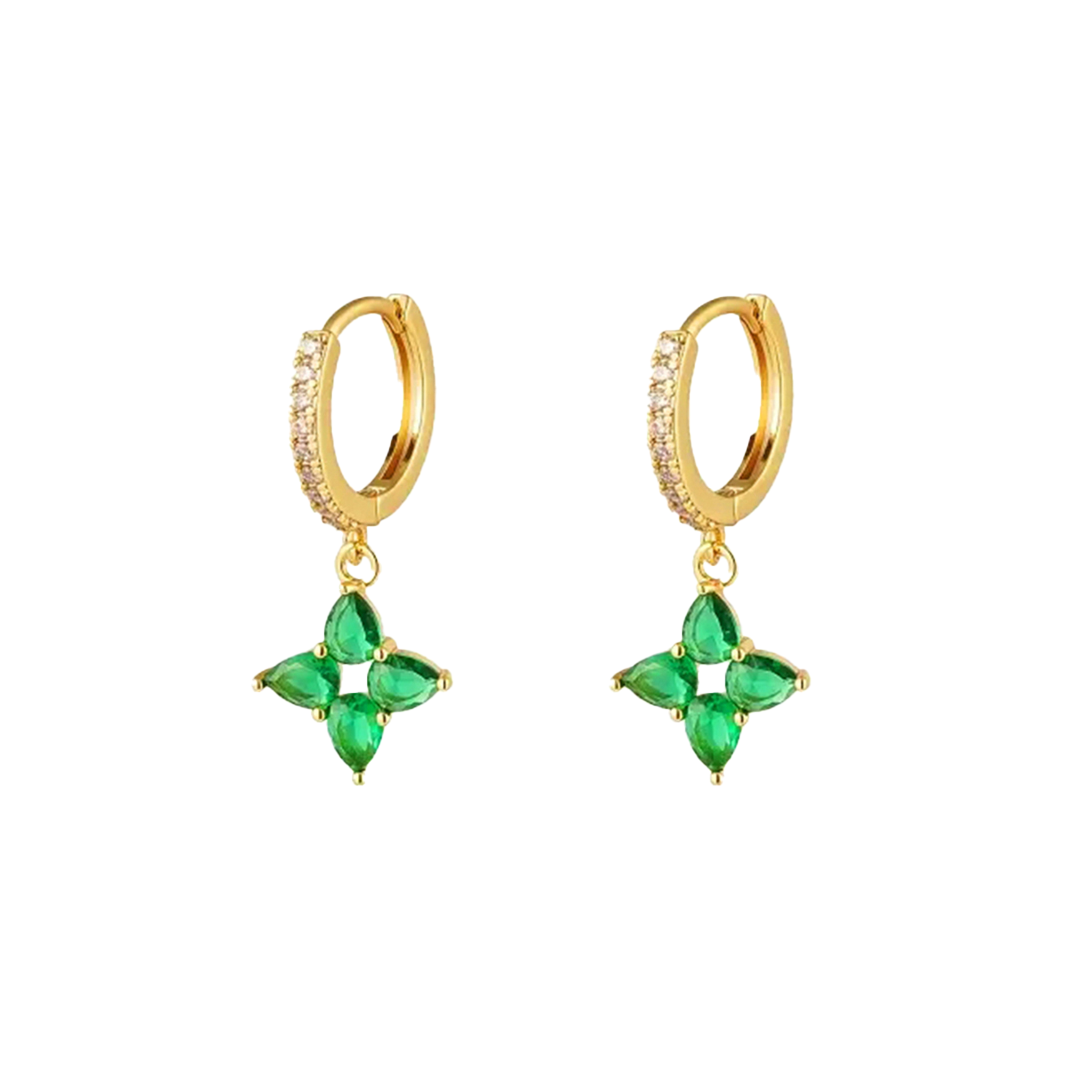 Stellaria – Vergoldete Huggie-Creolen mit Zirkonia-Anhänger aus 925 Silber