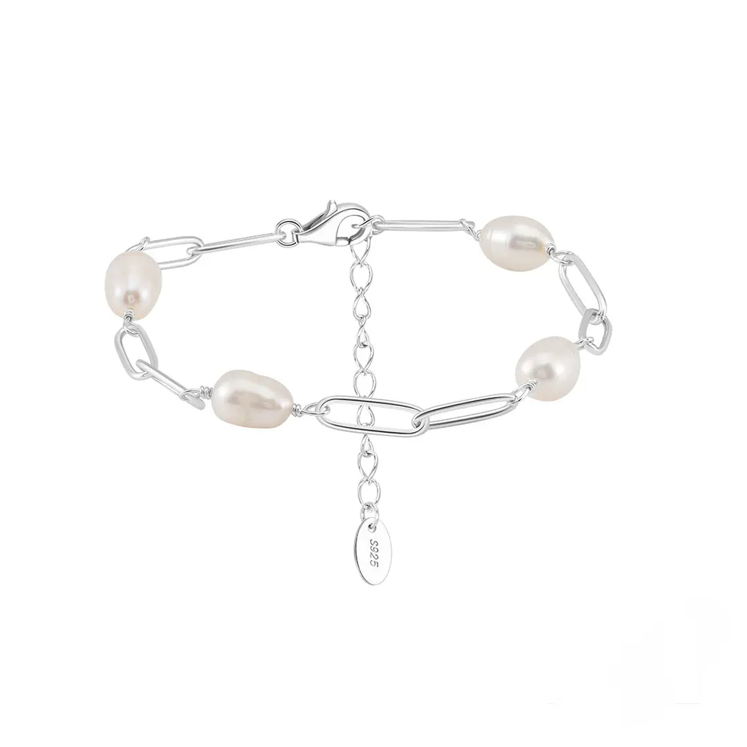 Pearlvera Armband aus 925 Silber mit Perlen, filigranes Armband für Damen, eleganter zeitloser Schmuck.