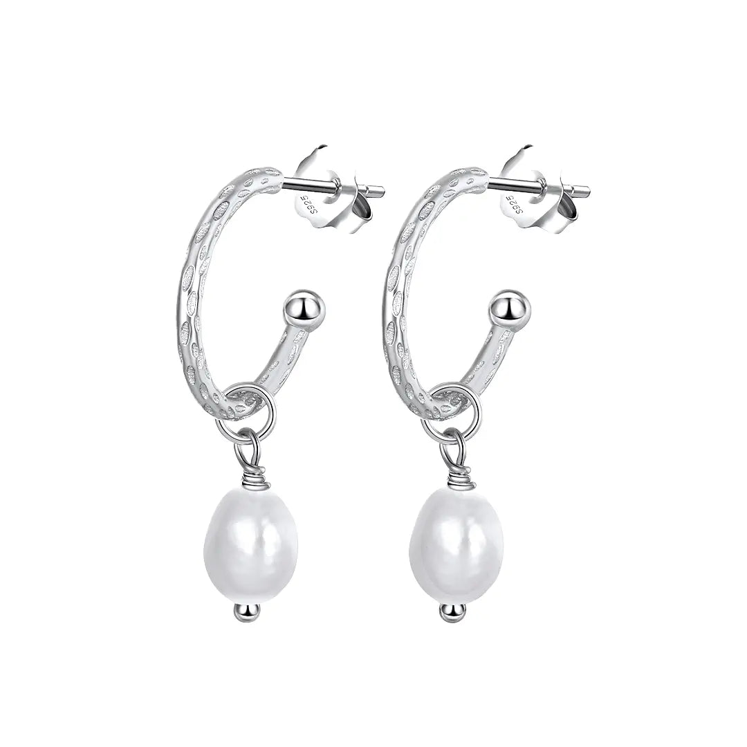 Pearldrop Elegance – 925 Silber-Creolen mit Süßwasserperlen Suzan Gold