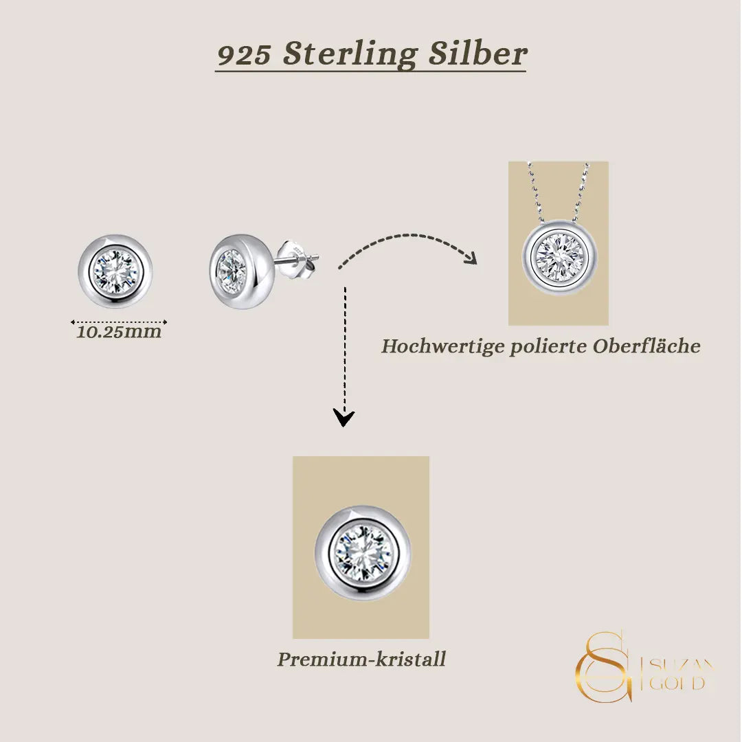 Solivra – Zarte Ohrstecker aus 925 Silber mit brillantgeschliffenem Premium - Kristall für Damen - Suzan GoldOhrringe