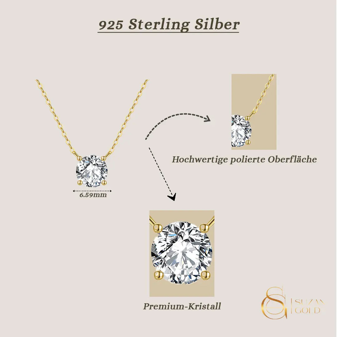 Lumoria Solitär-Halskette mit funkelndem Premium-Kristall – elegante Damenkette Suzan Gold