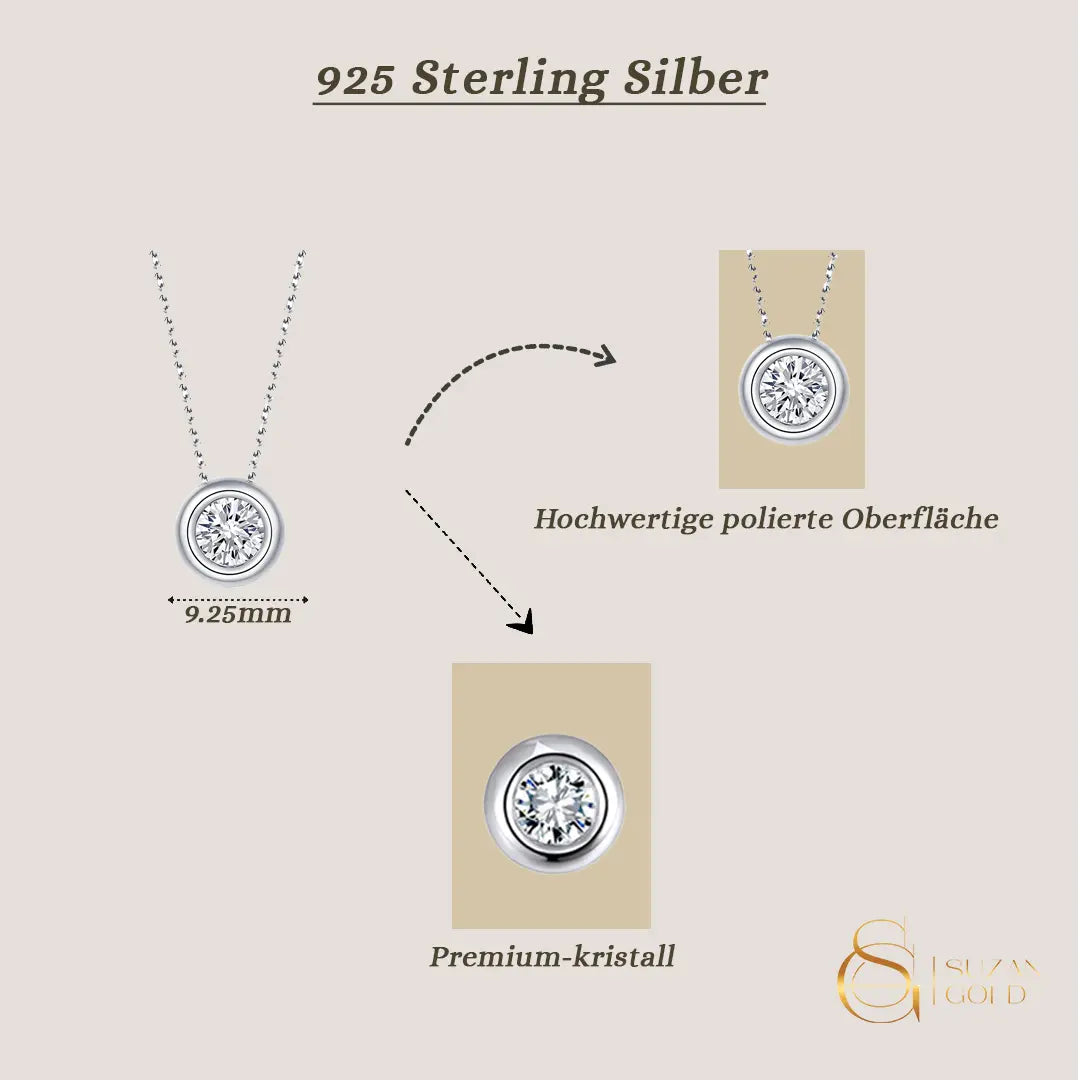 Aurevra – Zarte Halskette aus 925 Silber mit brillantgeschliffenem Premium-Kristall für Damen Suzan Gold