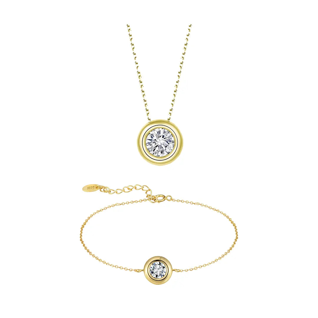 Aureline – 925 Silber Schmuckset Damen | Halskette & Armband mit Zirkonia Suzan Gold