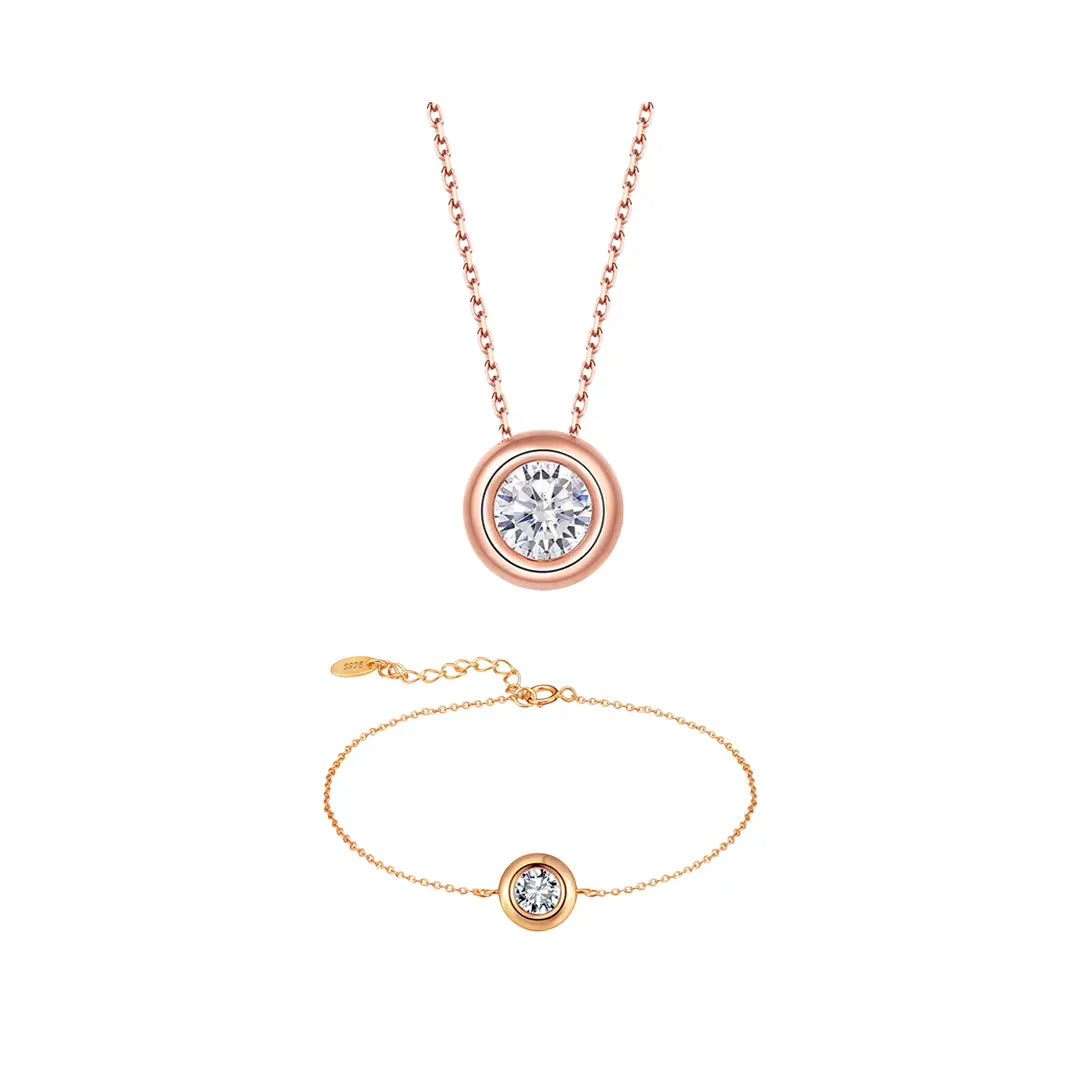 Aureline – 925 Silber Schmuckset Damen | Halskette & Armband mit Zirkonia Suzan Gold