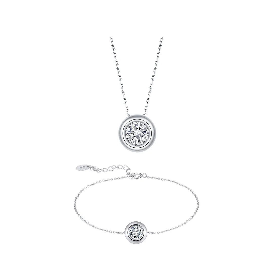 Aureline – 925 Silber Schmuckset Damen | Halskette & Armband mit Zirkonia Suzan Gold