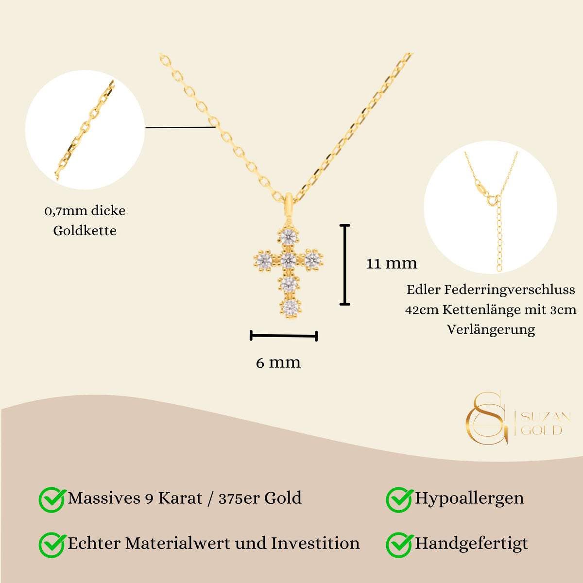 God's favorite Kreuzkette Suzan Gold