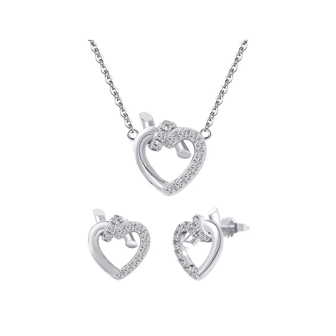 Heartlink Pure – 925 Silber Schmuckset mit Zirkonia-Herz & Knoten Suzan Gold