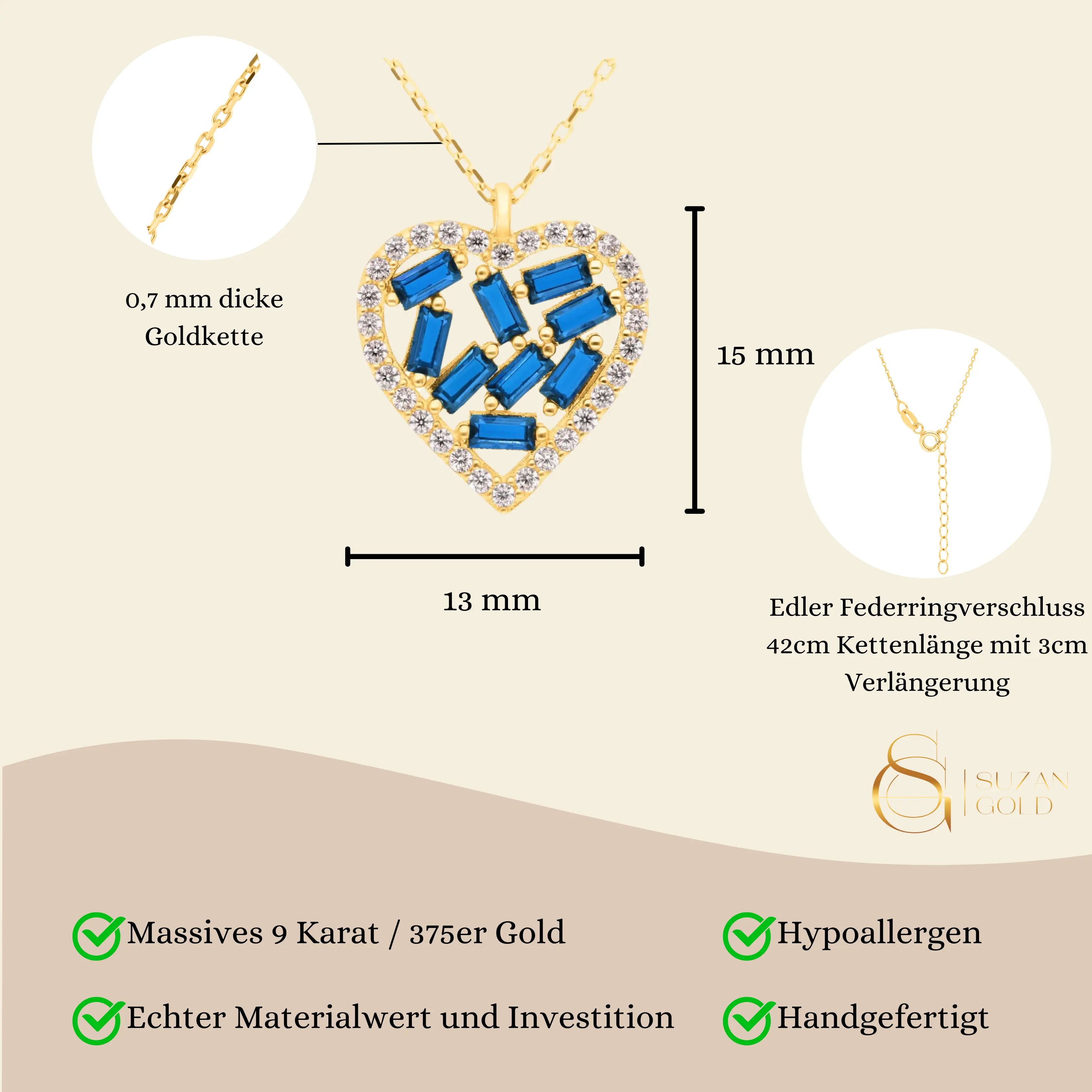 Blue Heart Kette Suzan Gold