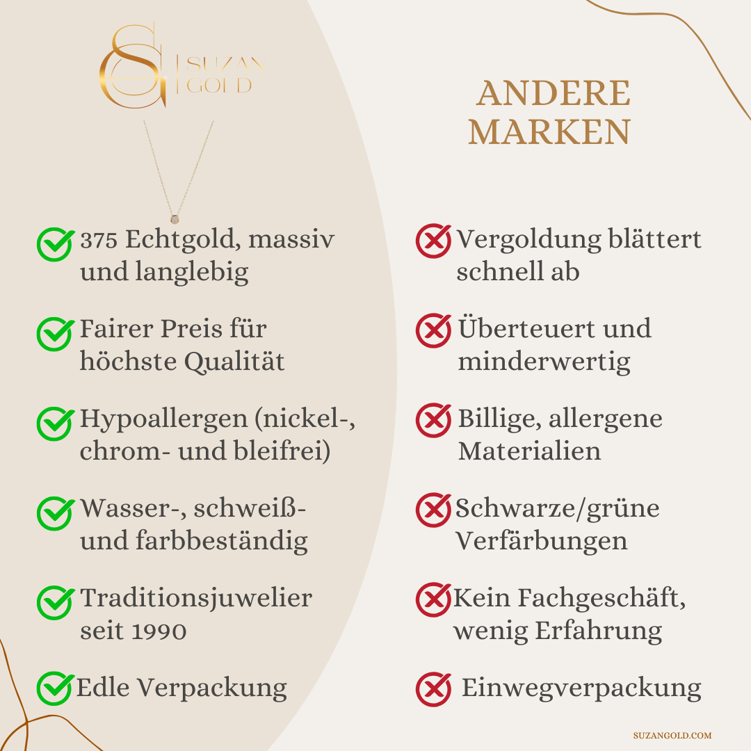 Solina – 375er Echtgoldkette mit rundem Zirkonia-Anhänger