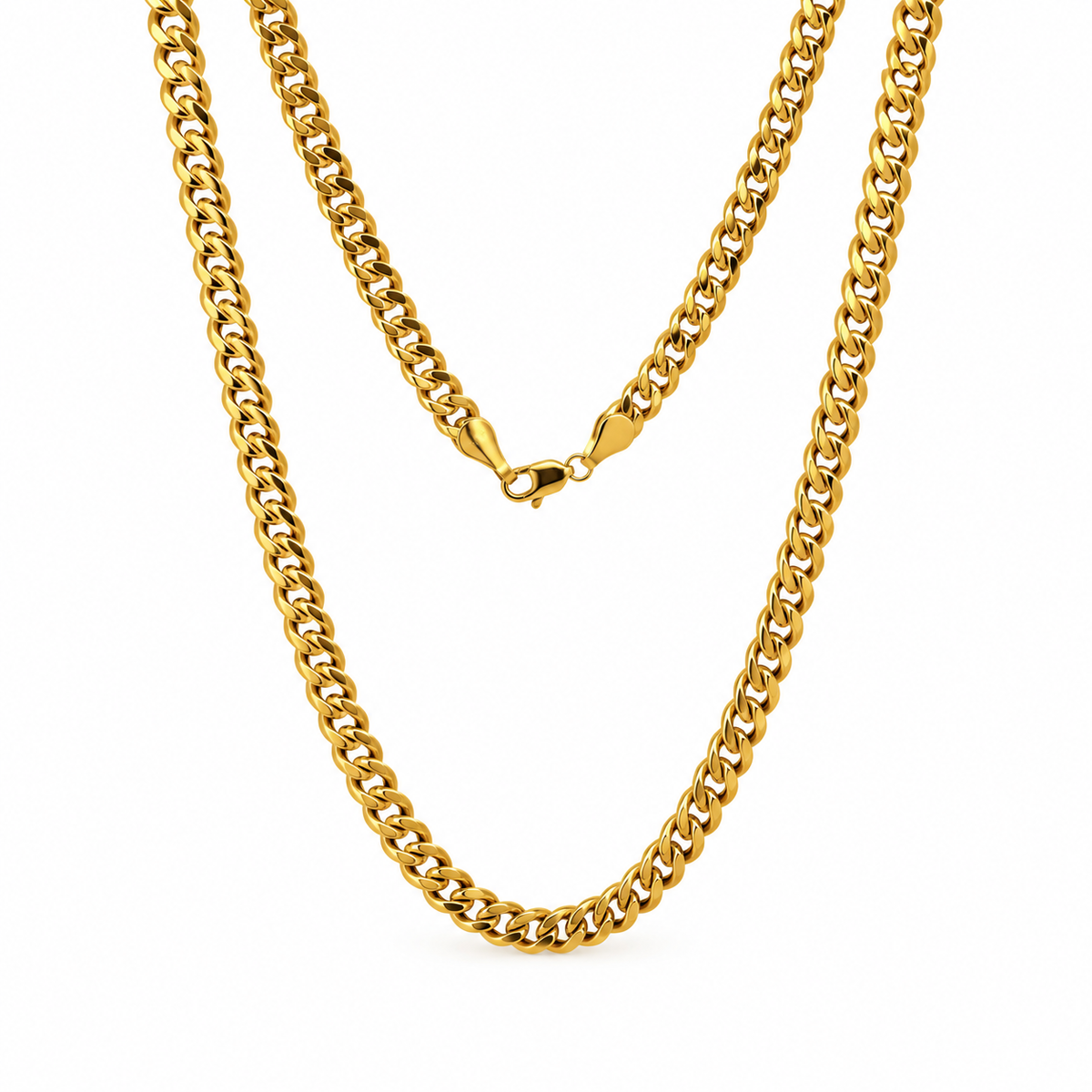 Cuban Chain Panzerkette aus 875 Gold mit flach polierten Gliedern und Karabinerverschluss