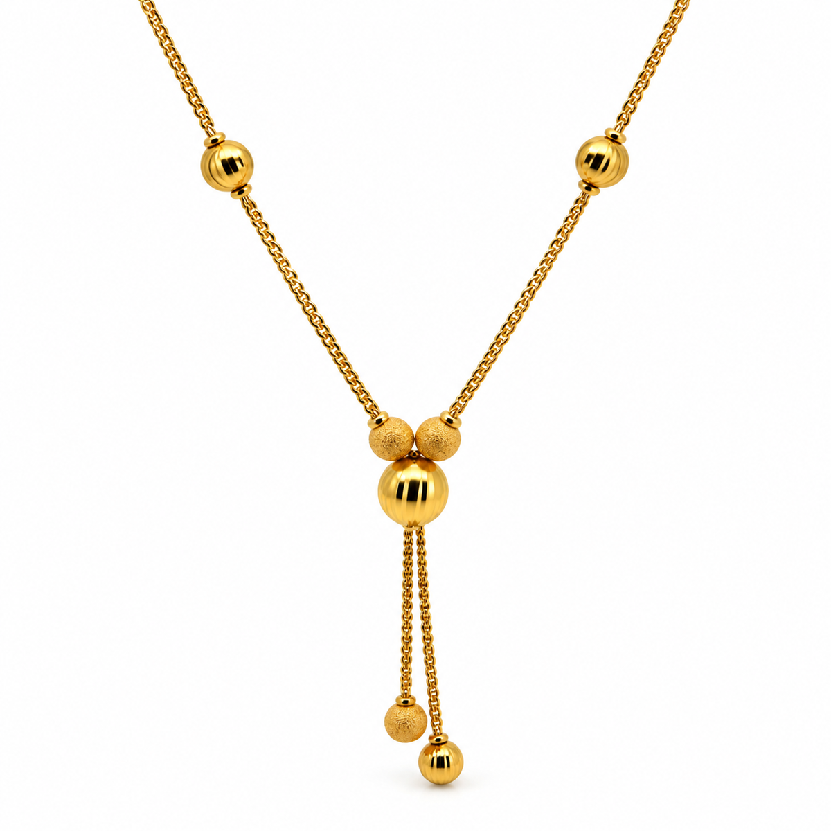 Lariat Beads – Y-Kette mit Gold-Kugeln aus 875 Gold