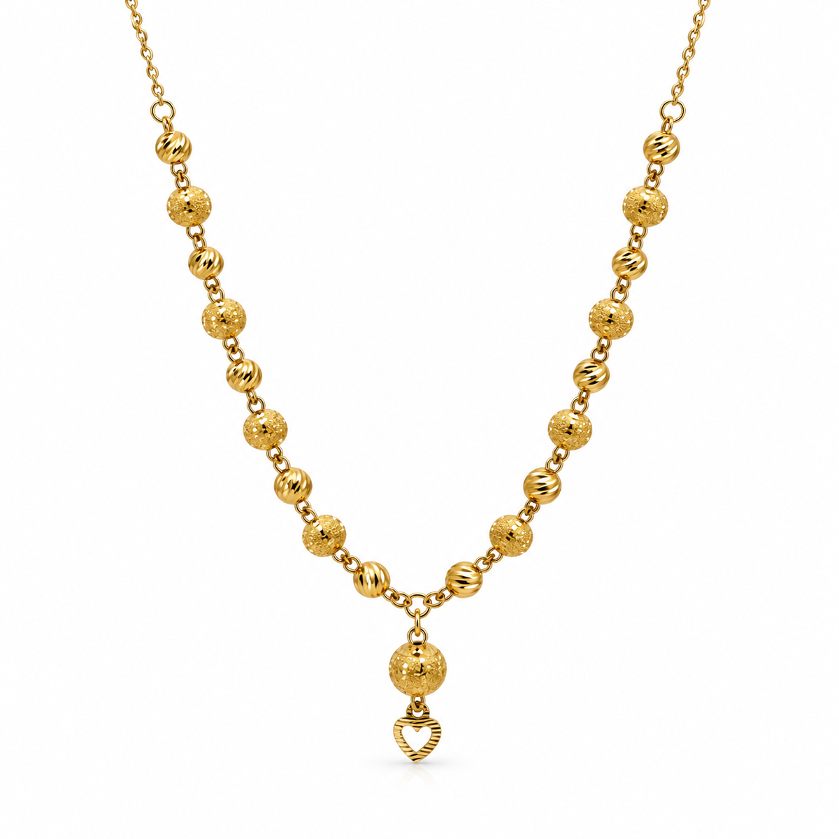 Heart Beads – Kugelkette mit Herz-Anhänger aus 875 Gold