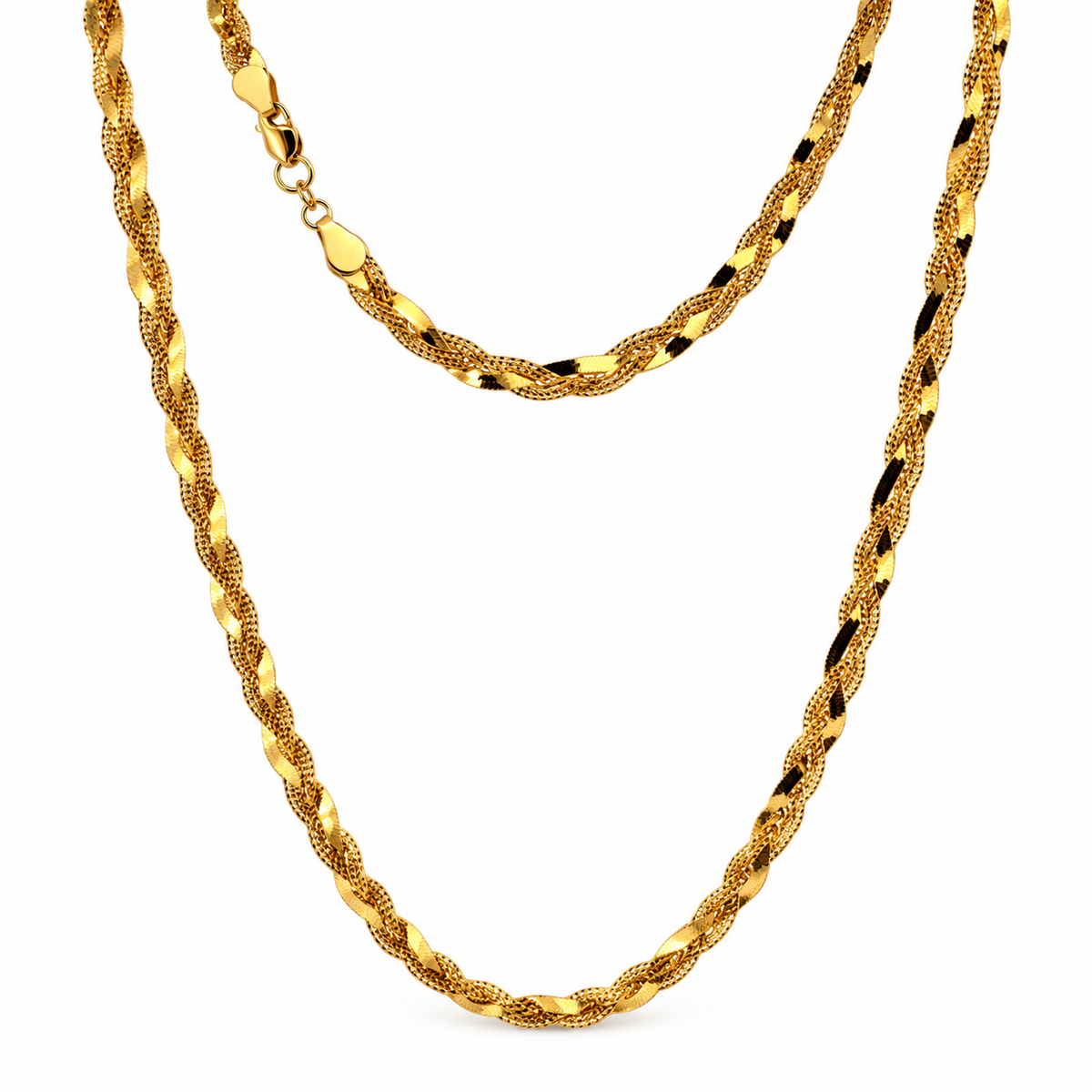 Twisted Ribbon – Geflochtene Kette mit glänzendem Band aus 875 Gold