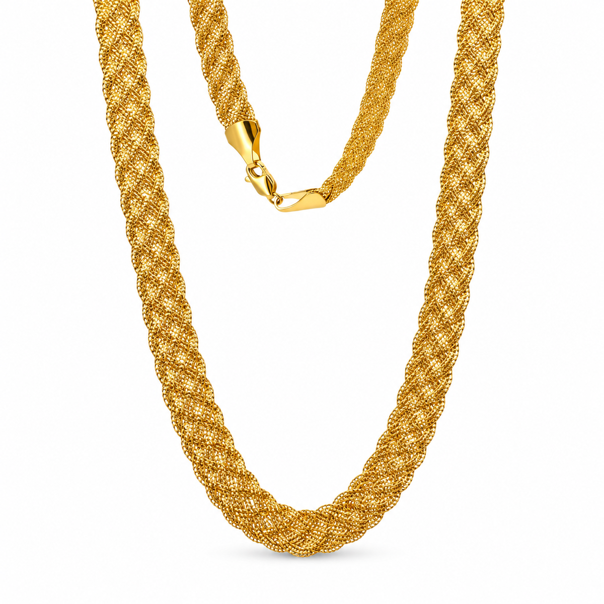 Wide Braid – Breite geflochtene Kette aus 875 Gold