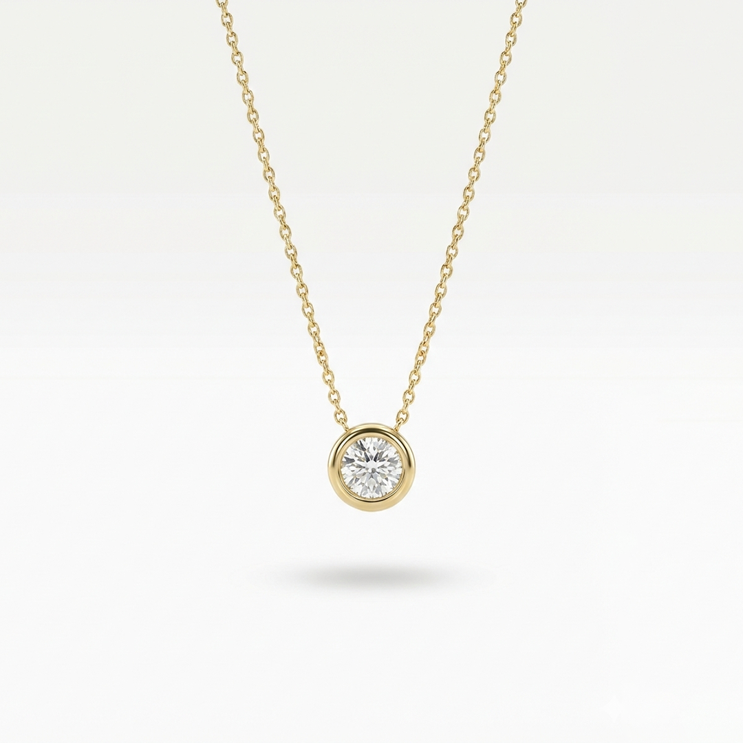 Aureline Circle – Zarte Halskette mit rundem Zirkonia-Anhänger aus 375 Echtgold