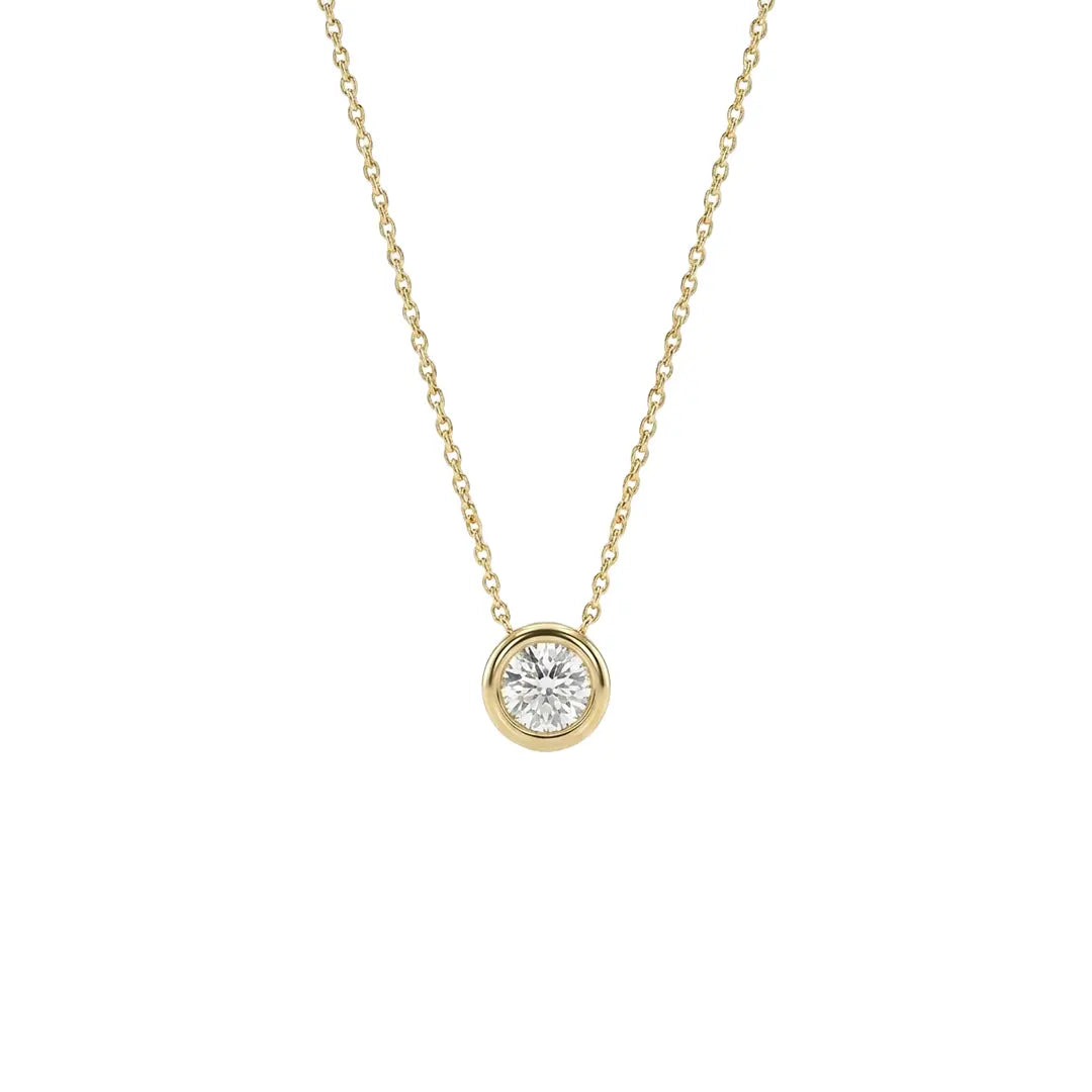 Aureline Circle – Zarte Halskette mit rundem Zirkonia-Anhänger aus 375 Echtgold Suzan Gold