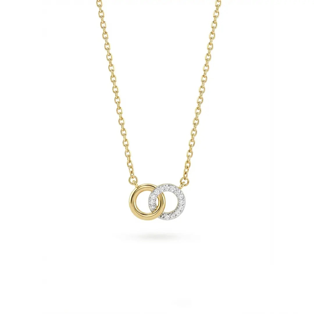 Lunara Twin – Zweireihige Halskette mit zwei Zirkonia-Anhängern aus 375 Echtgold Suzan Gold