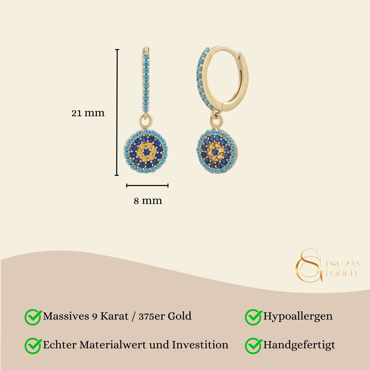 Evil Eye Creolen Suzan Gold