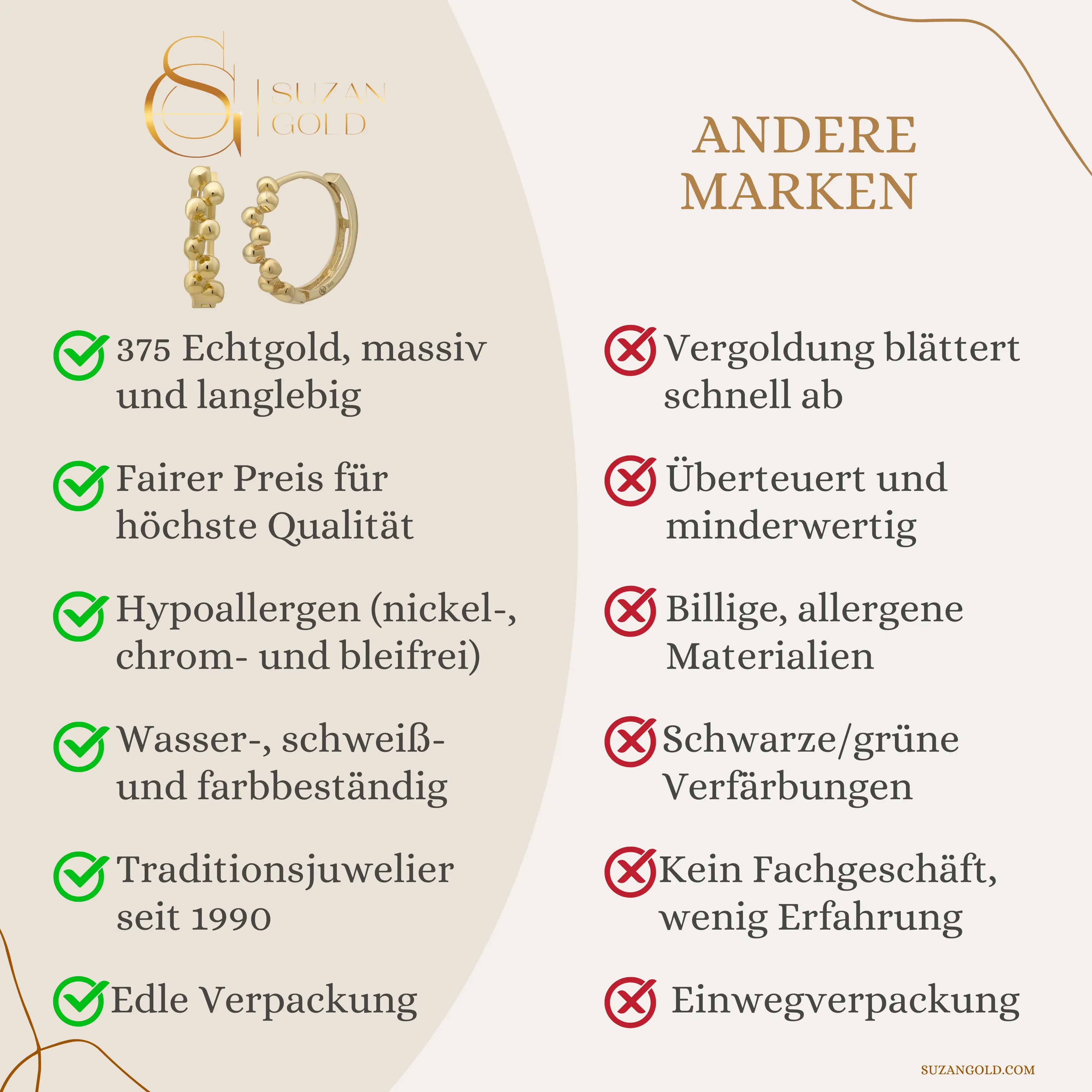Popcorn Creolen Suzan Gold
