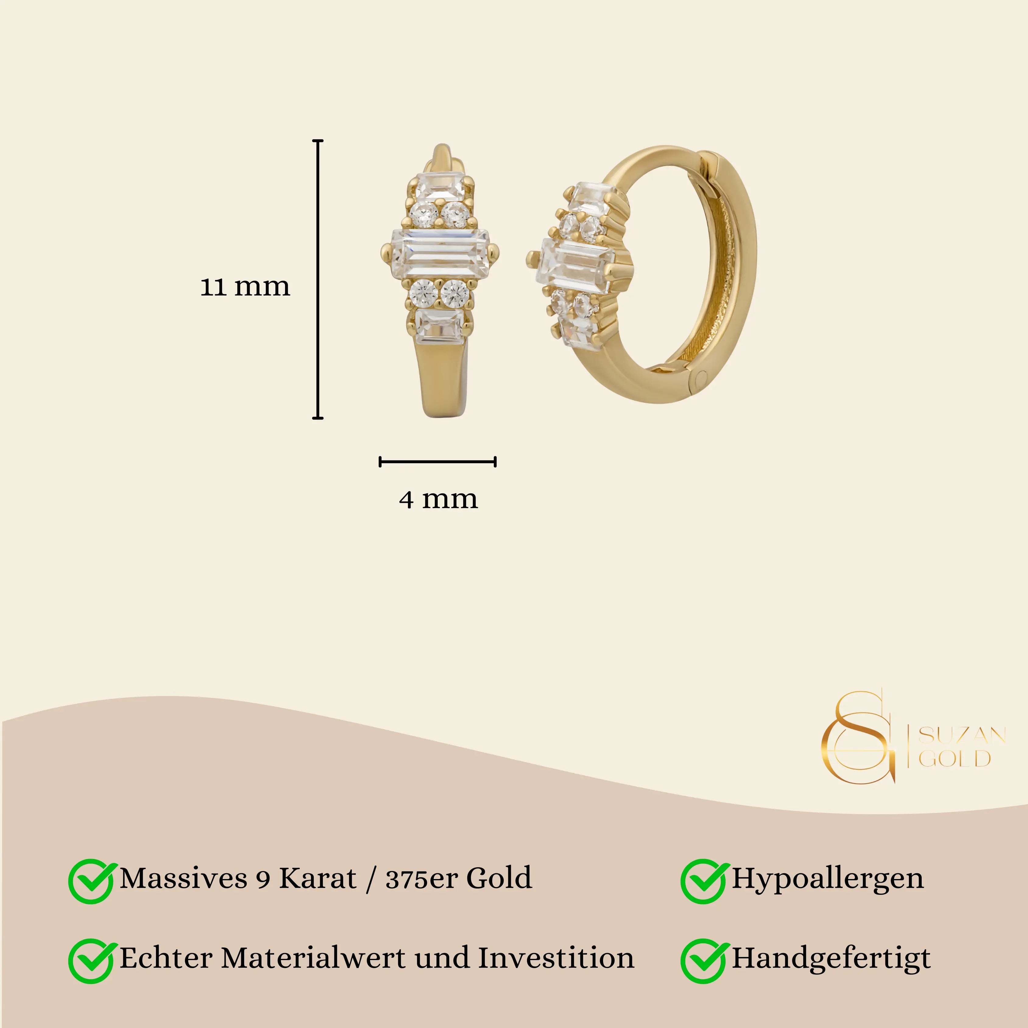 Kristall Creolen Suzan Gold