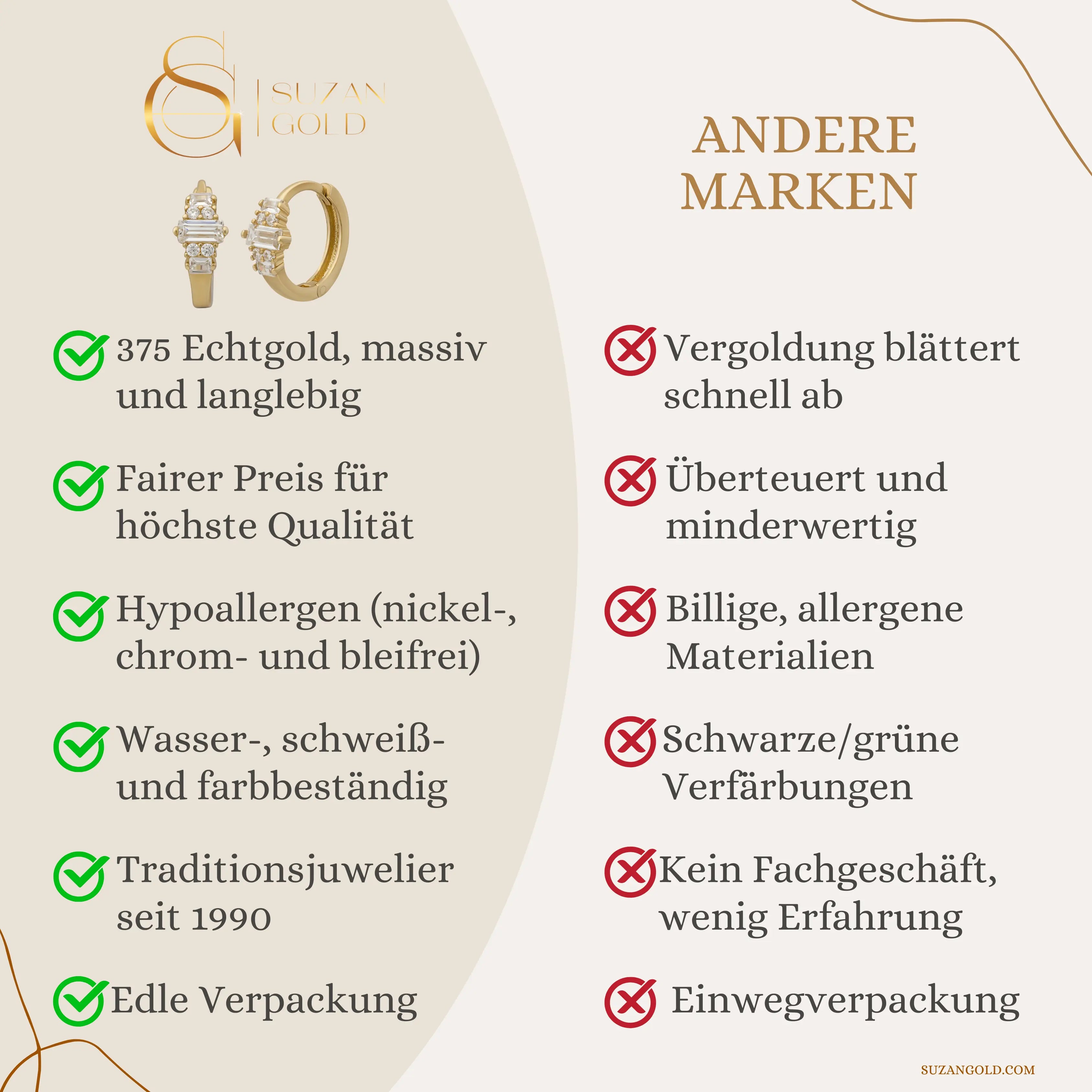 Kristall Creolen Suzan Gold