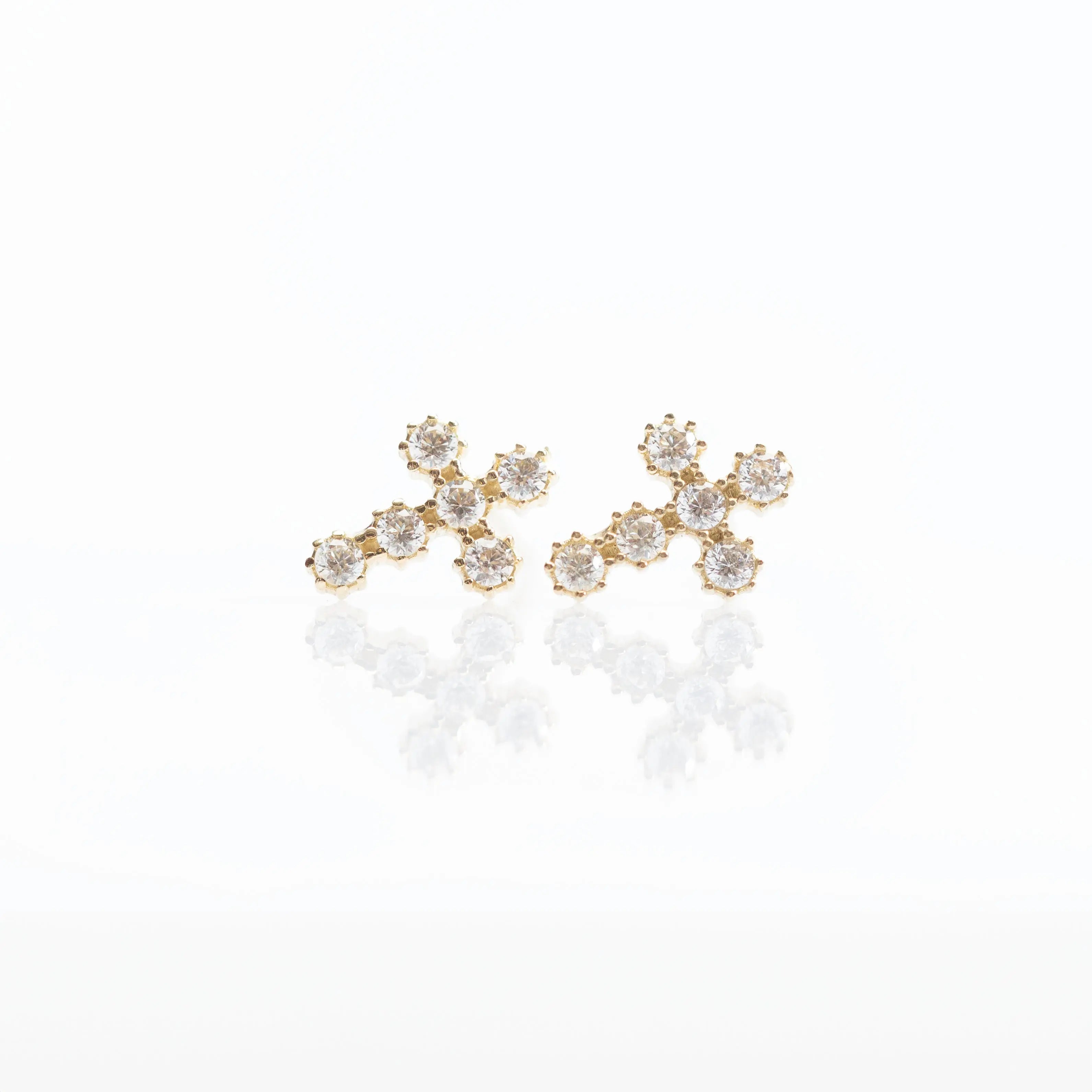 God's Favorite Kreuz Ohrstecker aus 375 Echtgold mit Zirkonia, kleine Kreuz-Ohrringe für Damen, minimalistischer Schmuck.