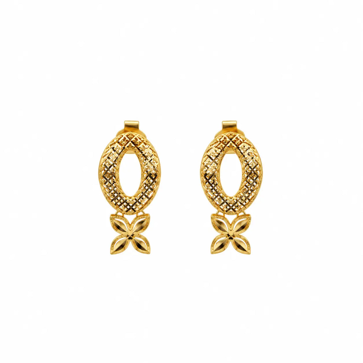 Lattice Petal – Ohrstecker mit Gitter-Oval und Blüten-Detail aus 750 Gold Suzan Gold