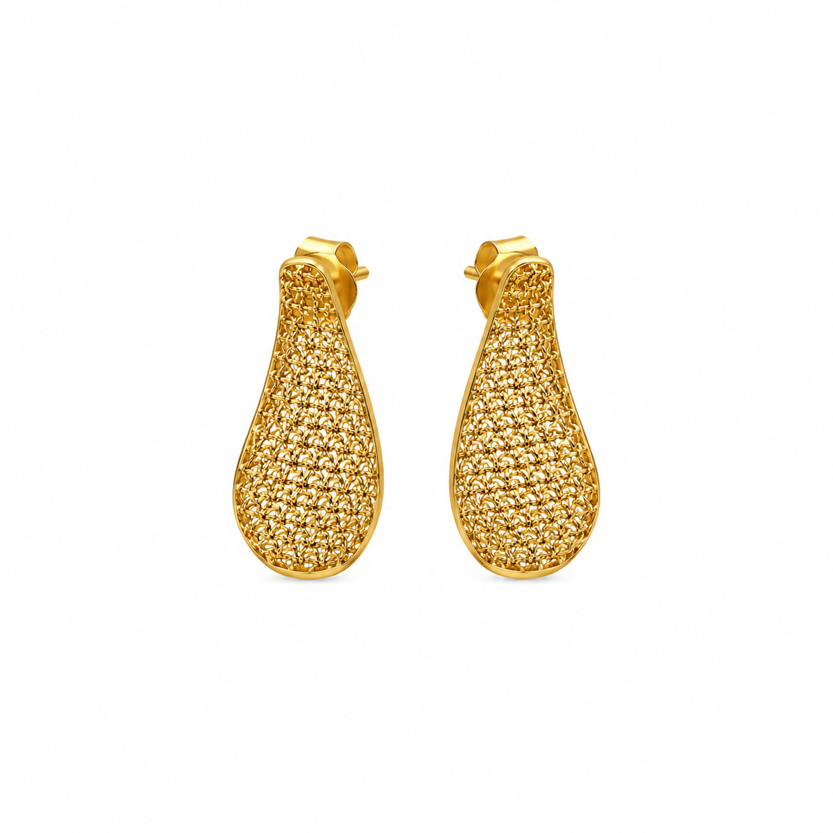 Filigree Teardrop – Tropfen-Ohrstecker mit Filigran-Struktur aus 750 Gold Suzan Gold