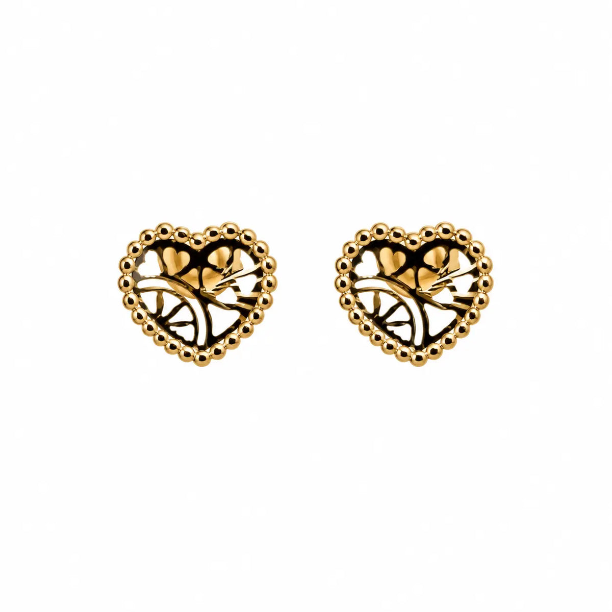 Heart Branch – Herz-Ohrstecker mit filigranem Zweig-Ornament aus 750 Gold Suzan Gold