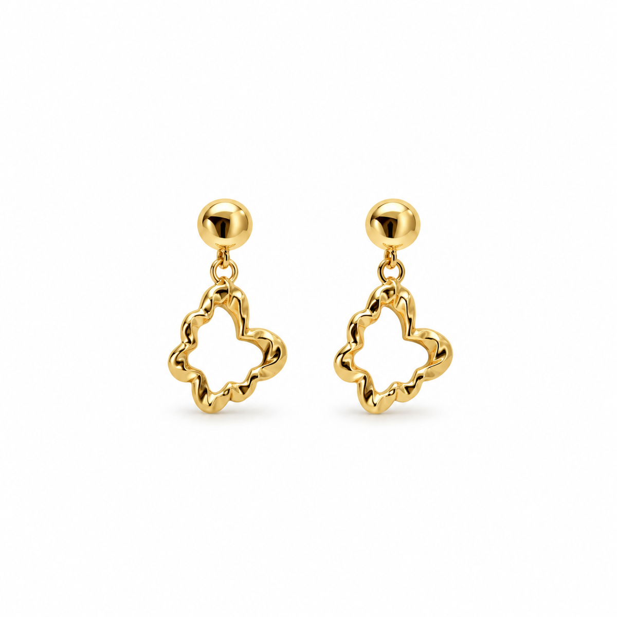 Butterfly Drop Ohrhänger aus 750 Gold mit Kugelstecker und Schmetterling