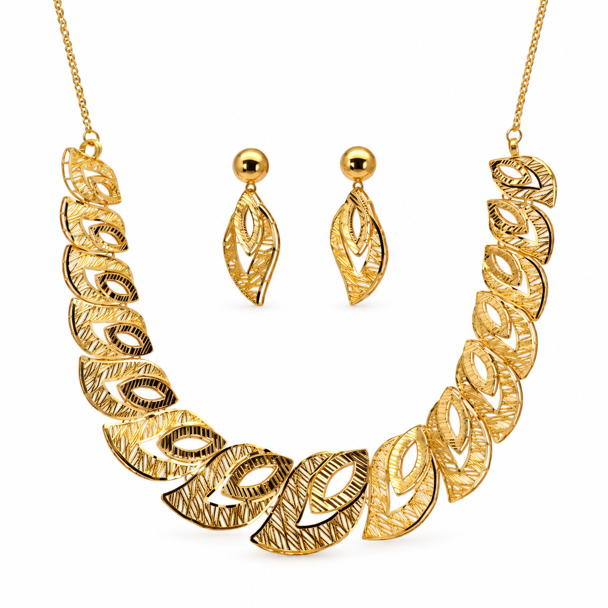 Leaf Lace – Schmuckset mit Collier und Ohrhängern aus 750 Gold