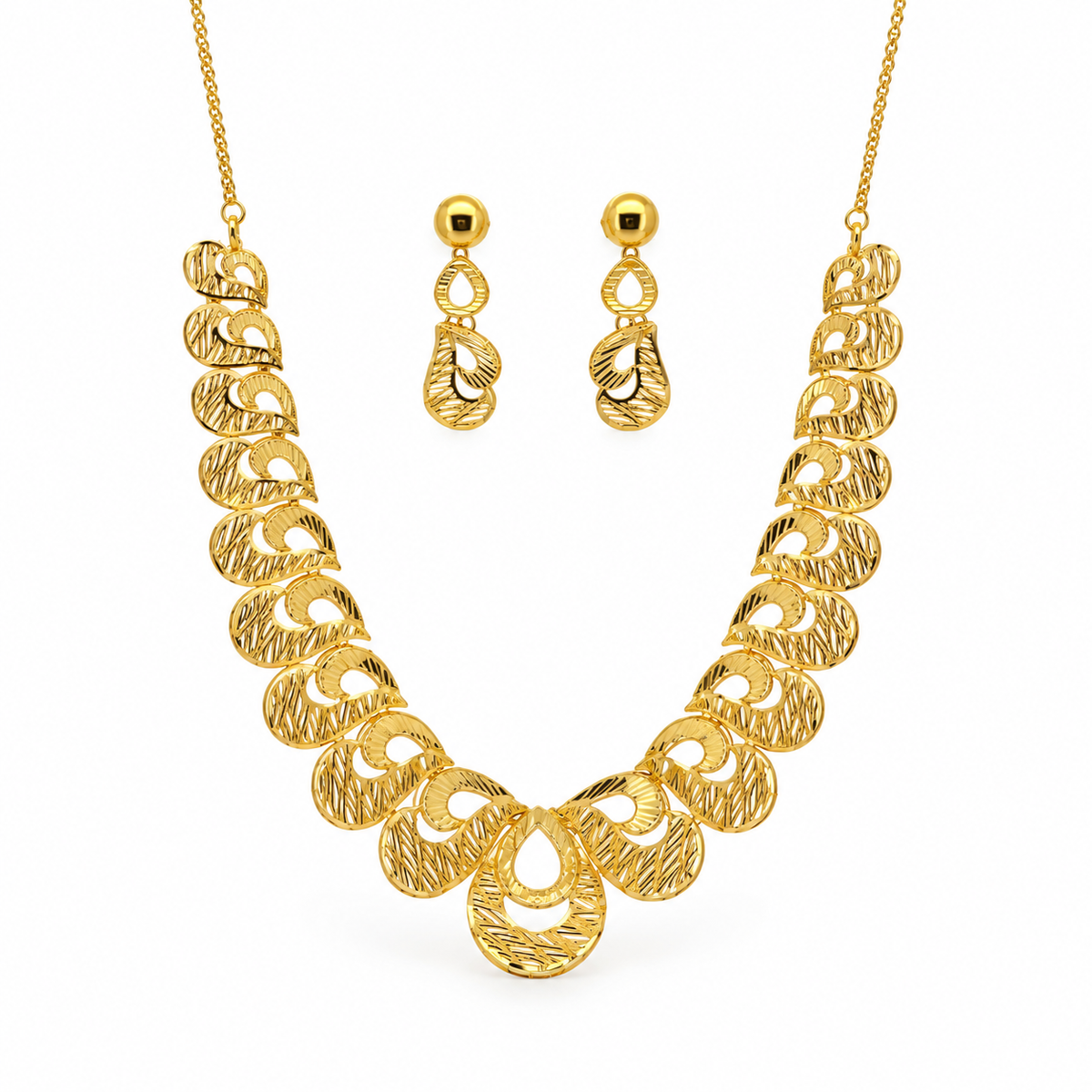 Swirl Drop – Schmuckset mit Collier und Ohrhängern aus 750 Gold
