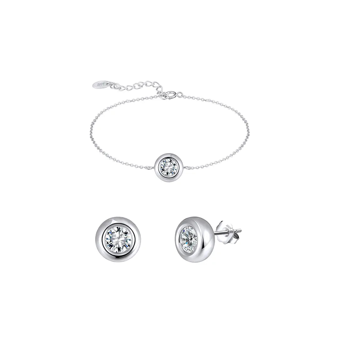 Zirelle – 925 Silber Schmuckset Damen | Armband & Ohrringe mit Zirkonia Suzan Gold