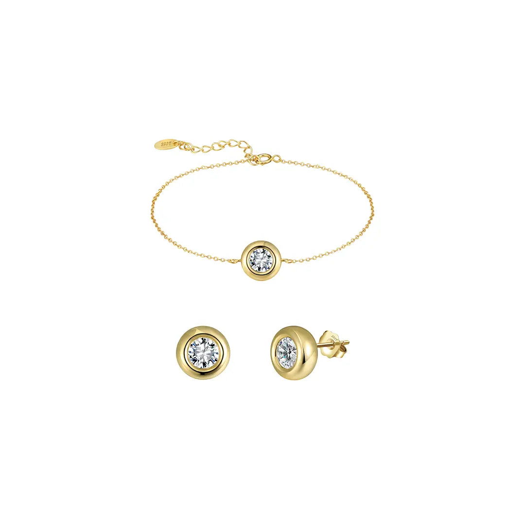 Zirelle – 925 Silber Schmuckset Damen | Armband & Ohrringe mit Zirkonia Suzan Gold