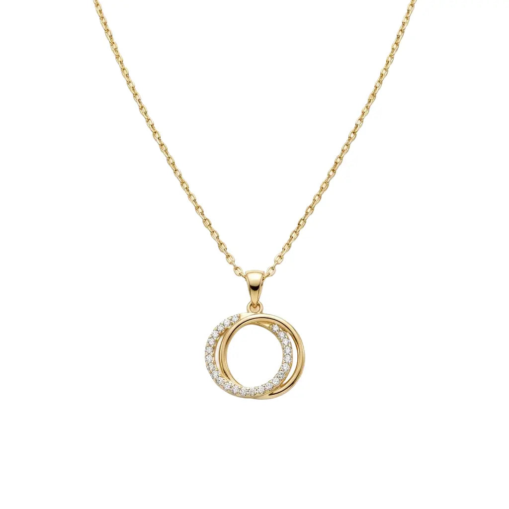 Ciréline Halo – 375 Echtgold Halskette mit offenem Kreis & Zirkonia Suzan Gold