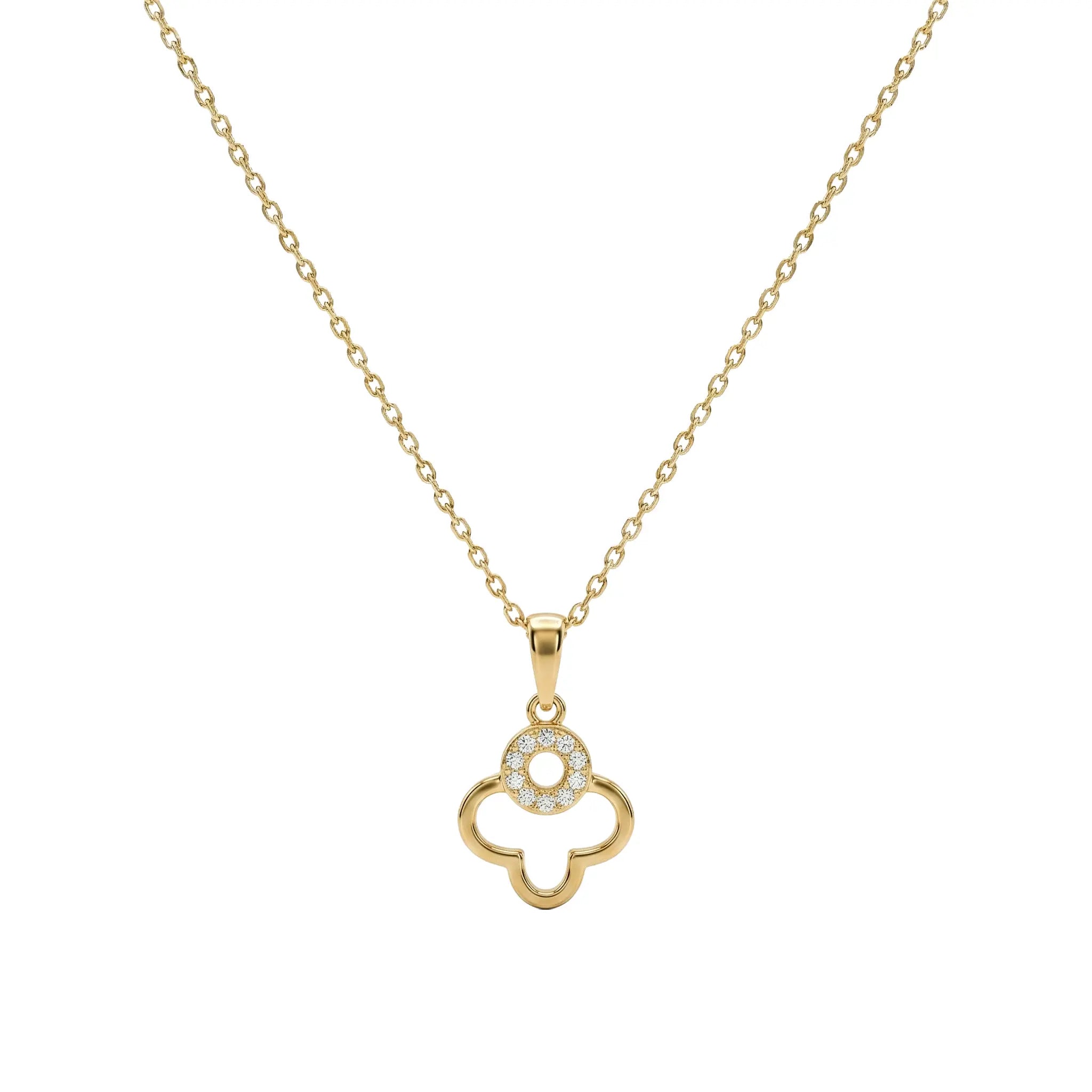 TréviaGlow – 375 Echtgold Kette mit Kleeblatt-Anhänger Suzan Gold