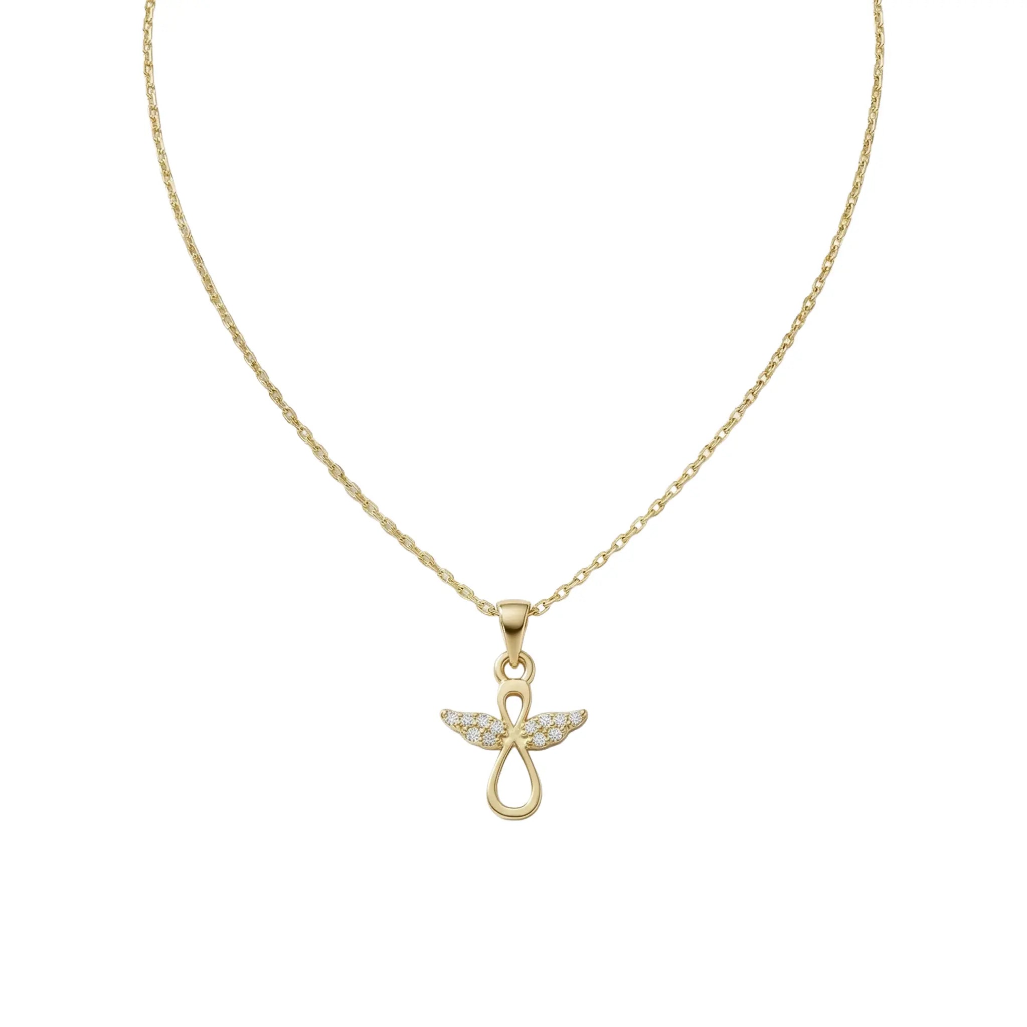 Angelica Infinity – 375 Echtgold Kette mit Engelsflügel-Unendlichkeitsanhänger Suzan Gold