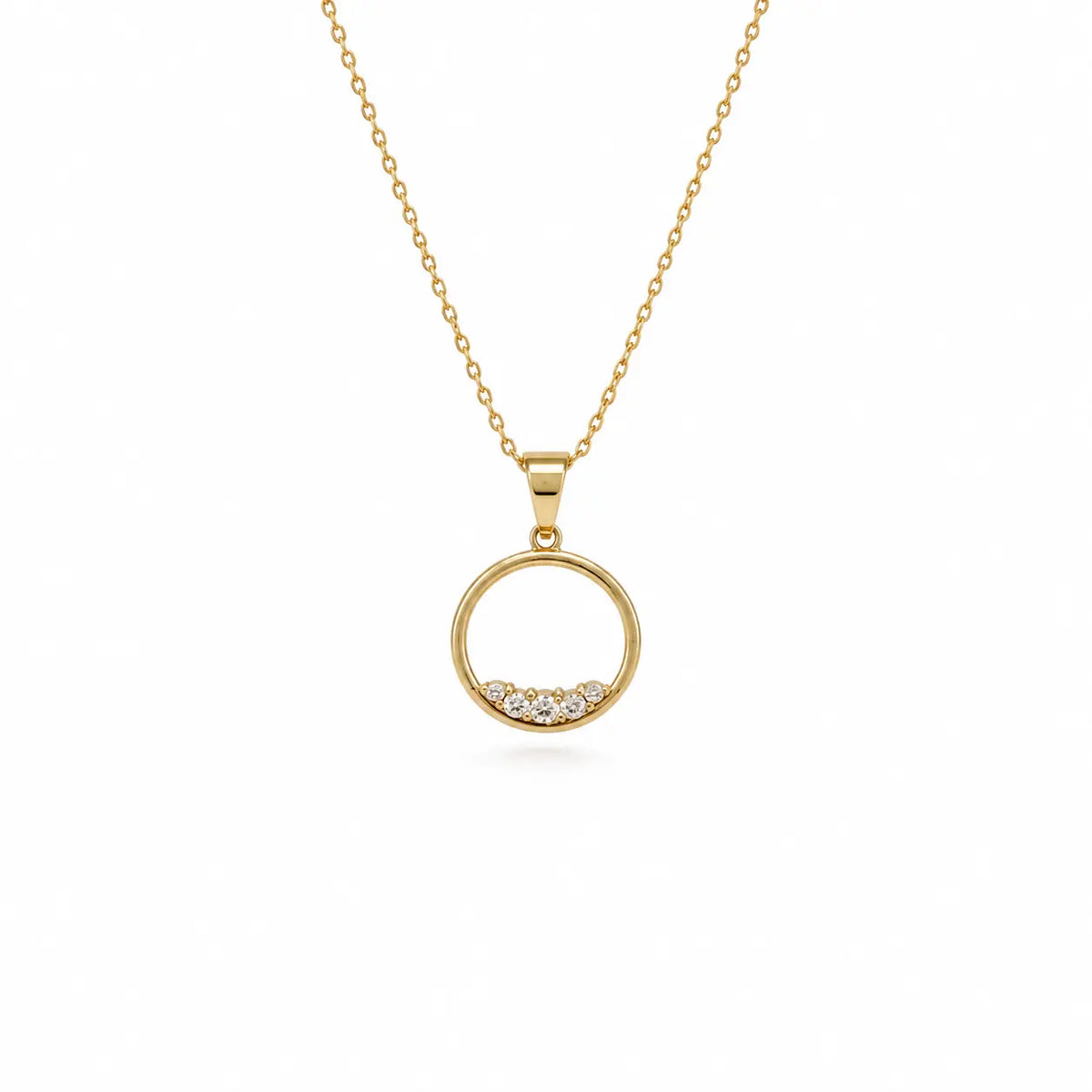 Cluster Circle – Halskette mit Zirkonia-Cluster aus 585 Gold Suzan Gold